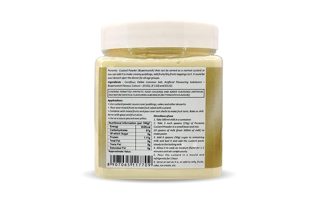 Puramio Custard Powder Butterscotch    Plastic Jar  250 grams